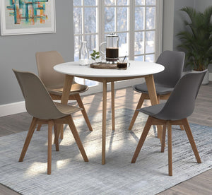 English Elm 40-inch Two-Tone Round Dining Table Matte White Top Natural Wood Base Mid-Century Modern Metal Wood Blend B016P369792