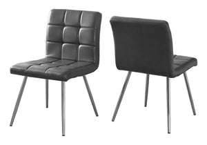 English Elm Dining Chair Quilted Faux Leather Upholstered Set of 2 with Padded Seats and Chrome Legs for Compact Spaces Grey 26 L x 21 W x 20 H B2710P218813