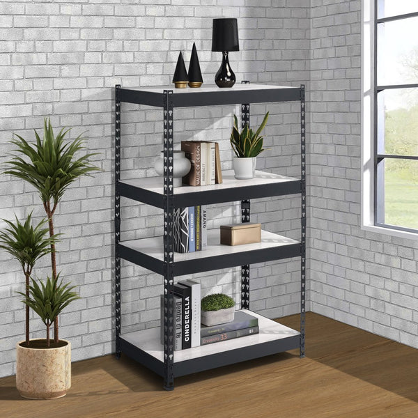 English Elm Natural 4-Tier Bookcase with Metal Frame and Adjustable Shelves – 48.5" Height, Natural/Black Finish B062P184587