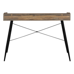 English Elm Computer Desk With Hutch – Modern Farmhouse Style, Brown Laminate Top & Black Metal Base, 48” Long B2710P219824