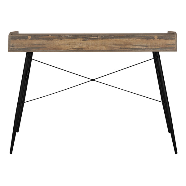 English Elm Computer Desk With Hutch – Modern Farmhouse Style, Brown Laminate Top & Black Metal Base, 48” Long B2710P219824