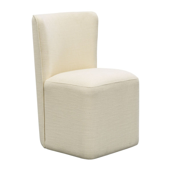 English Elm Dining Chair with Casters Basketweave Upholstery Cube Base Modern Accent Seat B035P408396