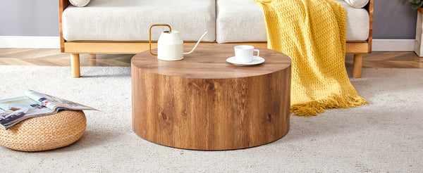 English Elm Cave Stone Patterned Mdf Round Coffee Table for Minimalist Industrial Living Rooms Wood W1151P460952