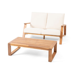 English Elm Paloma Acacia Wood Outdoor Loveseat and Coffee Table Set for Patio Decks N767P406364B