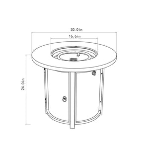 English Elm 30" Propane Fire Pit Table 50000BTU Round Steel Patio Heater with Lava Rocks ETL Stainless Burner W853130169
