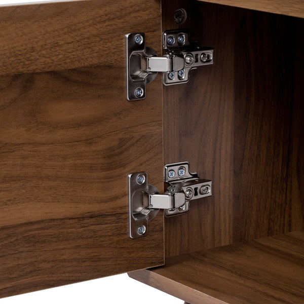 English Elm 78" Rattan TV Stand for 75-85" TVs with Glass Shelves, Solid Wood Legs, Soft-Close Doors, Walnut Finish N710P298238P