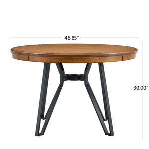 English Elm Christopher Knight Home® - 5PCS Mid-Century Dining Set Ash Brown & Black – 46.85" Round Table w/ Hairpin Legs, 4 Upholstered Chairs N771P266173H_N771P205332A