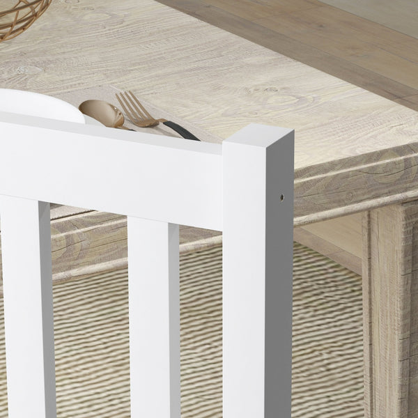 English Elm HOMCOM Farmhouse Armless Dining Chairs Set of 4 – Solid Pine Slat Back, 264 lb Capacity, White Rustic Comfort W2225P173888