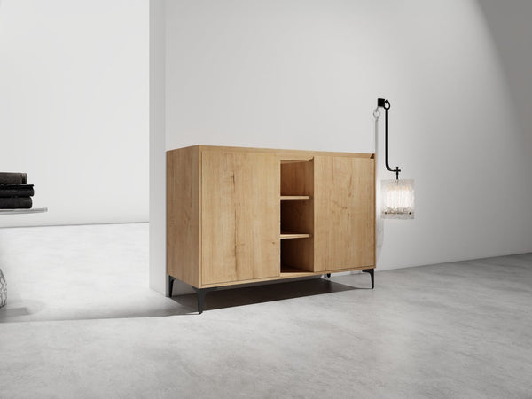 English Elm Soft Close Doors & Open Storage Rack, 48-Inch Freestanding Bathroom Vanity With Plywood Finish W999125009-GIGA