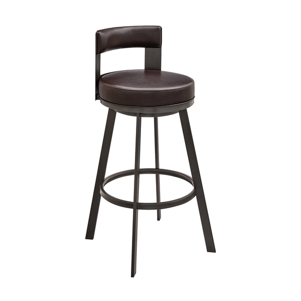 English Elm Zovelle Swivel Bar Stool Brown Faux Leather Upholstered 360° Swivel Counter or Bar Height Stool B2736P354300