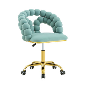 English Elm Modern Velvet Bubble Back Swivel Chair Glam Upholstered Seat for Vanity or Desk Gold,Teal W3875P442947