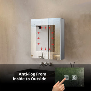English Elm Corsica Double Door Led Medicine Cabinet with Defogger and Soft Close Aluminum Frame B2731P477798