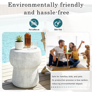 English Elm U_style Outdoor Concrete Accent Table Sculptural Double Barrel Mgo Weathered Patio Stool Grey N711P422075K