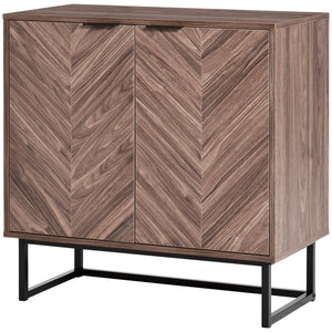 English Elm Homcom Modern Walnut Sideboard Buffet Cabinet With Chevron Doors, Adjustable Shelf For Stylish Storage W2225P217732