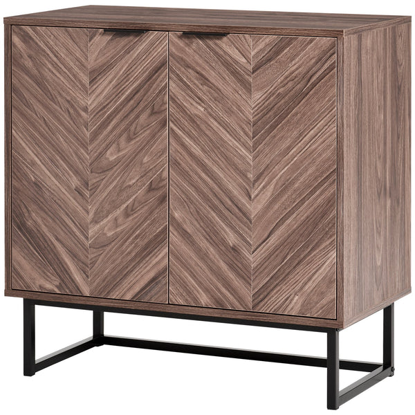 English Elm Homcom Modern Walnut Sideboard Buffet Cabinet With Chevron Doors, Adjustable Shelf For Stylish Storage W2225P217732