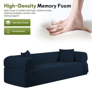 English Elm 3seater Corduroy Cloud Sofa No Assembly Pillow Soft Seating for Apartments and Living Rooms Blue W3396P483188