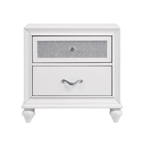 English Elm 2 Chic Two-Drawer Nightstand with Sparkling Acrylic Panels and Faceted Crystal Hardware for Glam Bedrooms White B016P255554
