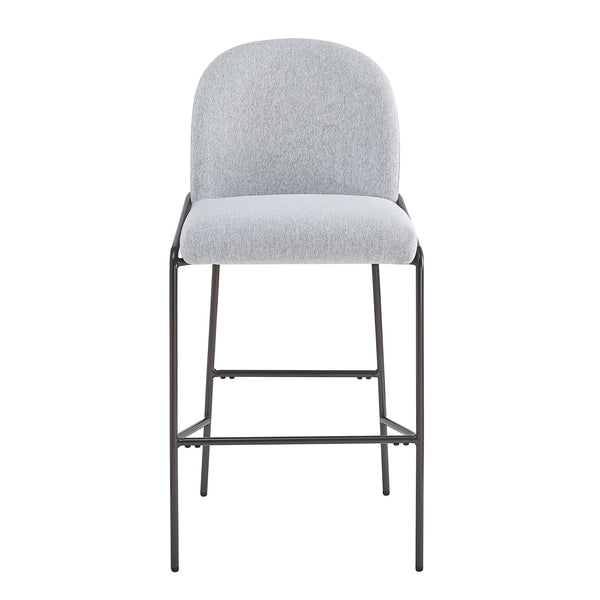 English Elm Christopher Knight Home® - Galen Upholstered Metal Barstool Set of 2 with Plush Stain-Resistant Fabric, Ergonomic Modern Design Gray N775P290453G