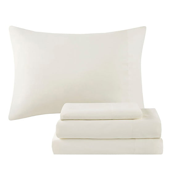 English Elm 12 Piece Comforter Set - Luxurious Blue-Grey Jacquard With Cotton Sheets For Cal King Beds B03596808