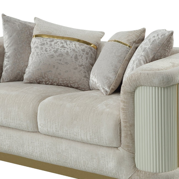 English Elm Bona Glam Chenille Sofa and Loveseat Set with Gold Steel Accents for Living Room B009S02176