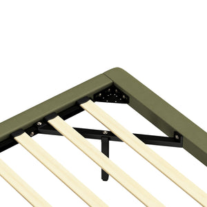 English Elm Christopher Knight Home® - Floating Bed Frame Modern PU Leather Platform Full Size with Under-Bed LED Lights, Durable, Easy Assemble Green 56.5 L x 21 W x 7 H N761P206085G
