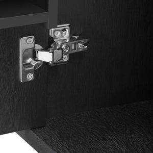 English Elm K&K Farmhouse Kitchen Island with 3D Wave Stripes Ash Veneer, Drop Leaf, Rolling Cart Storage Black N707P207915B