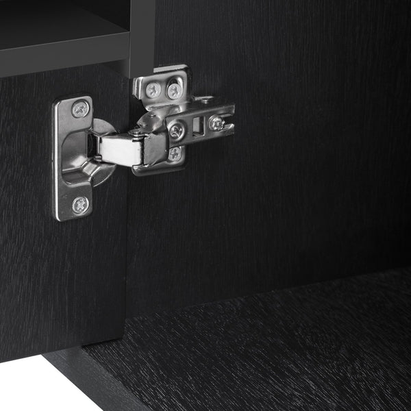 English Elm K&K Farmhouse Kitchen Island with 3D Wave Stripes Ash Veneer, Drop Leaf, Rolling Cart Storage Black N707P207915B