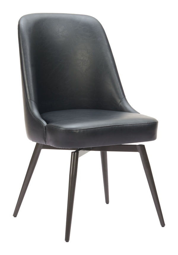 Zuo Modern Keppel Swivel Dining Chair Set Of 2 - Modern Comfort And Style For Contemporary Spaces Black 100% Polyurethane,Plywood,Steel 110843-zuo-modern