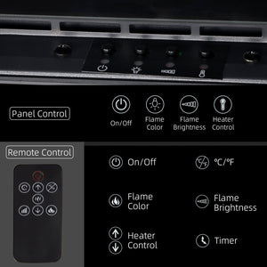 English Elm HOMCOM 50" Electric Fireplace Wall/Recessed with Remote, 1500W Heater, 10 Flame Colors, Timer W2225P249835