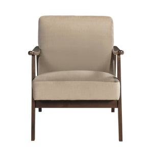 English Elm Mid-Century solid wood frame accent chair with textured fabric upholstery, walnut finish and plush foam cushioning Light Brown 33 L x 26 W x 15.5 H B011P256601