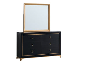 English Elm Kramer Six Drawer Dresser Black Laminate Body with Bold Gold Hardware and Base B078P497918