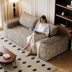 English Elm 71" Corduroy 3Seater Sofa with Deep Seat and Ergonomic Backrest, Plush Support and Durable Foam Camel W2824P321232