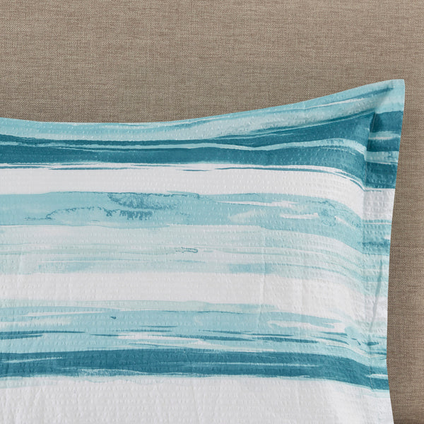 English Elm 8 Piece Seersucker Comforter & Quilt Set - Coastal-Inspired Aqua Bedding Collection For Full/Queen B03597256