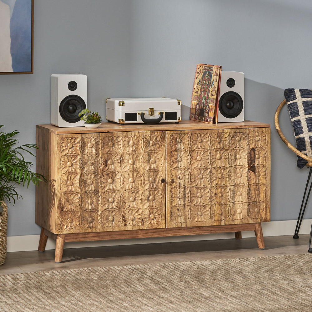 English Elm Christopher Knight Home® - CABINET Acacia & Mango Wood 2-Door Handcrafted Natural Finish Console with Shelves, 47"W x 26.5"H 68738.00