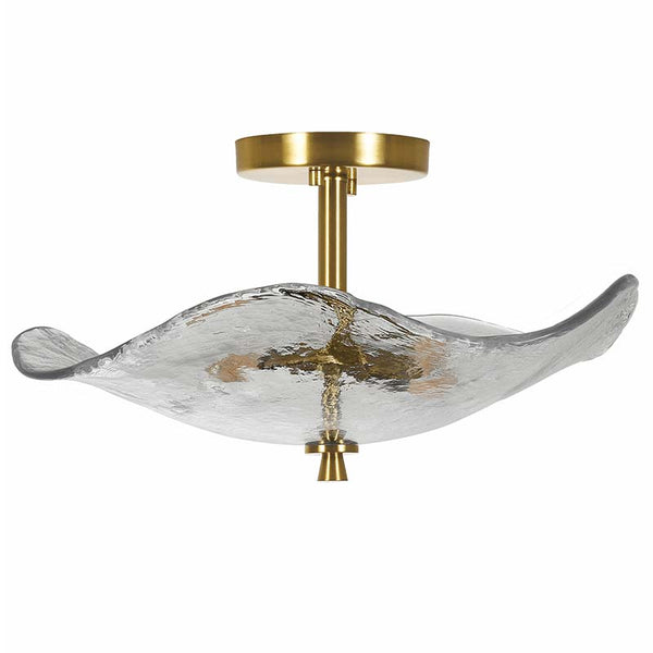 English Elm 16.5" Gold Semi Flush Mount LED Ceiling Light, 2-Light Dimmable Touch Fixture for Modern Rooms W2312P390006