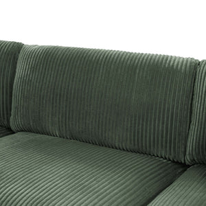 English Elm Large Corduroy Double Chaise Sectional Sofa with Lumbar Support for Spacious Living Rooms Dark Green B2748S00017