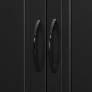 English Elm [video] Tall Matte Black Bathroom Cabinet with Drawer Adjustable Shelves and Door Racks N759P241667B