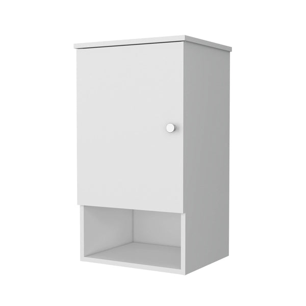 English Elm White Recessed Medicine Cabinet with One Door, Two Shelves + Open Shelf, 28.6"x16.2" White Finish B062P252169