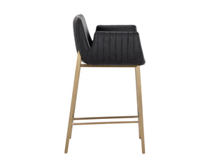 Sunpan Lucano Counter Stool – Stylish Solid Acacia Wood Design with Stainless Steel Base for Modern Spaces Gold, Bravo Black