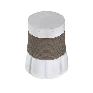 English Elm Outdoor Mgo Side Table with Woven Rope Texture and Fan Base for Patio or Living Room N765P382573W