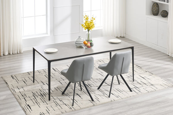 English Elm Dining Thickened Fabric Chair Set of 2 with Metal Legs — Cozy Modern Bar-Style Seating for Kitchen and Dining Spaces Grey W1249P243510