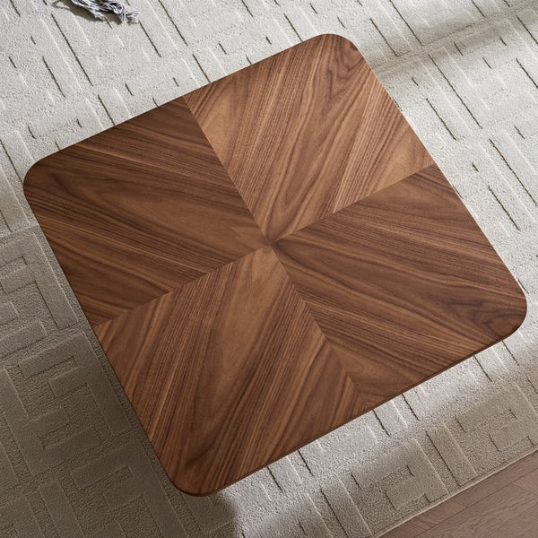 English Elm Square Herringbone Parquet Veneer Coffee Table Low Profile Contemporary Living Room Walnut W2085P384777