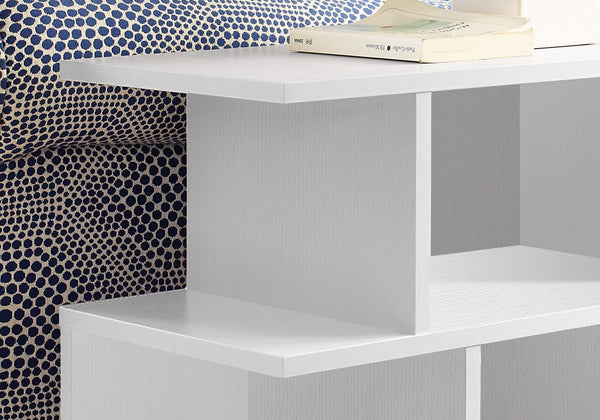 English Elm Accent Three-Tier Accent Table with Six Open Display Shelves for Living Room, Bedroom, Modern Design White 28 L x 15 W x 8 H B2710P219051