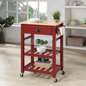 OSP Home Furnishings Hampton Kitchen Cart Red Red