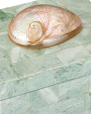 Currey & Company Fiona Box – Exquisite Artisanal Keepsake Holder With Serpentine Mosaic And Elegant Mint Interior Green Stone ,Abalone ,Engineered Wood 1200-1025-currey-company