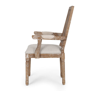 English Elm Christopher Knight Home® - DINING Chair with Cane Back and Upholstered Seat, French Country Weathered Rubberwood Accent Beige 71240.00BGENTL