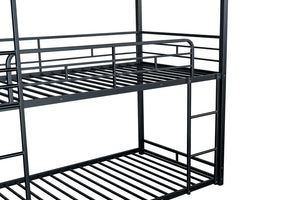 English Elm Triple Triple Twin Bunk Bed Contemporary Metal Frame with Attached Side Ladders Durable Design Black 80 L x 14 W x 7 H B2741S00303