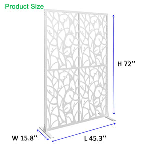 English Elm Metal Bird Cutout Privacy Screen Freestanding Powder Coated Steel Patio Room Divider White W1586P282269