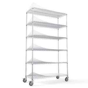 English Elm 6 Tier Wire Shelving Unit - Heavy-Duty 6000 Lbs Capacity, Adjustable Metal Racks With Wheels & Liners W1550119261