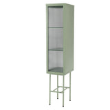 English Elm Retro Style Freestanding Metal Tall Display Cupboard With Glass Door and Three Detachable Shelves For Office, Living Room, Kitchen Console Sideboard,Bedside Entryway Mint Green (Old Sku:W68751718)